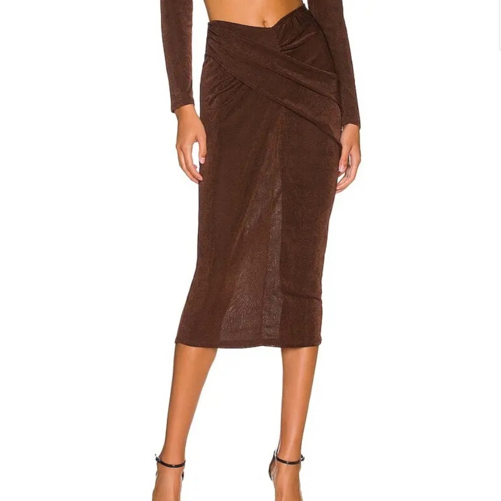 Cullen Midi Skirt in Chocolate Brown NBD - Picture 2 of 4